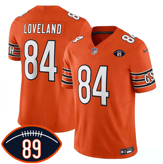 Men's Orange Chicago Bears #84 Colston Loveland 2026 F.U.S.E. With Mike Ditka 89 Patch Vapor Untouchable Limited Stitched Football Jersey